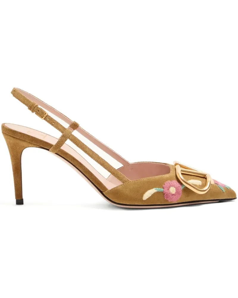 Valentino Garavani Slingback-Pumps mit Blumenstickerei 80mm - Braun Braun