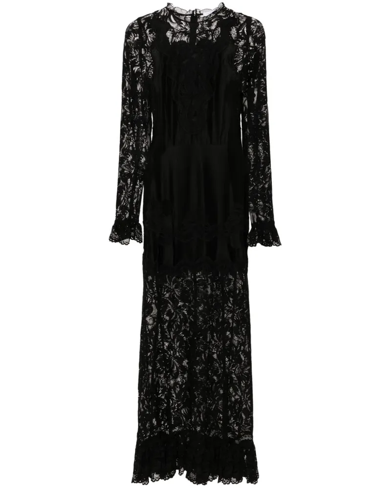 Paco Rabanne Maxikleid mit Blumenspitze - Schwarz Schwarz