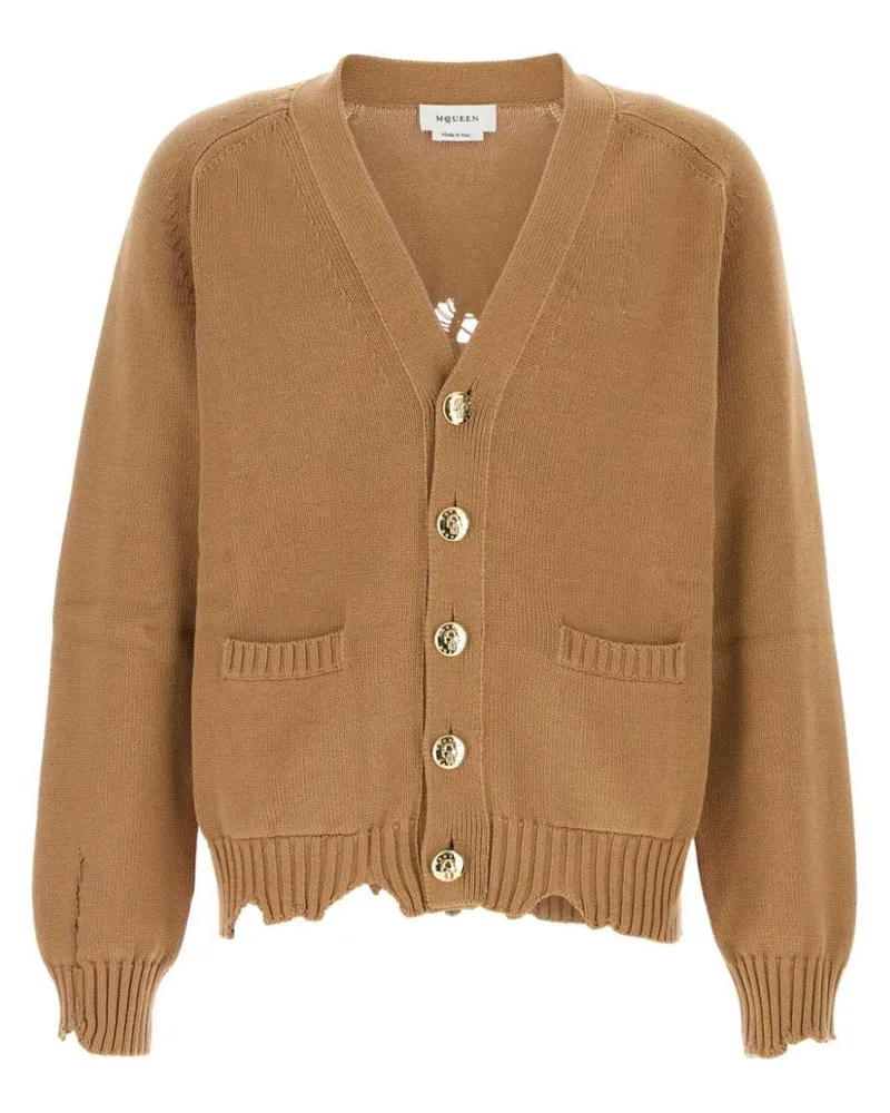 Alexander McQueen Distressed Skull Cardigan - Nude Nude