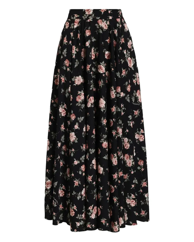 Dolce & Gabbana Midirock mit Blumen-Print - Schwarz Schwarz