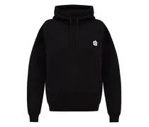 Hoodie mit Logo-Stickerei - Schwarz