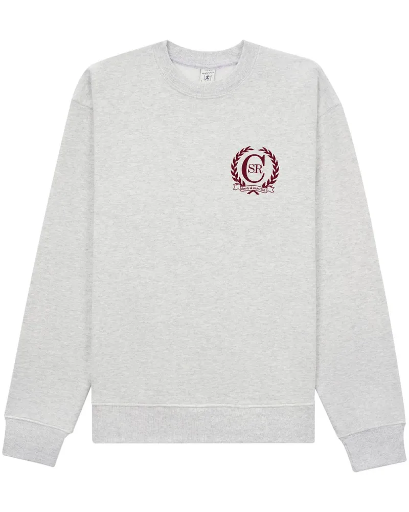 SPORTY & RICH Sweatshirt mit Wappen-Print - Grau Grau