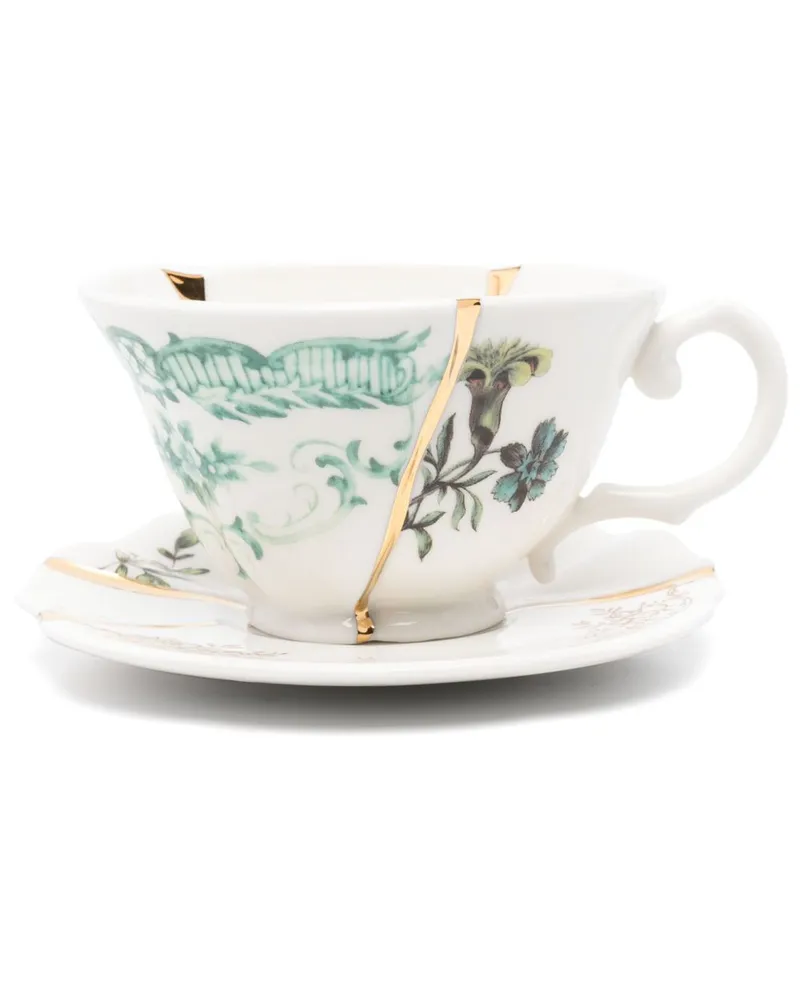 Seletti Kintsugi Set aus Teetasse und Untersetzer - Weiß Weiß