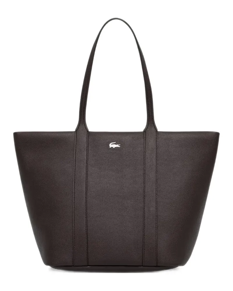Lacoste logo-plaque grained-textured tote bag - Braun Braun