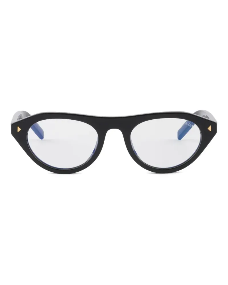 Prada Sonnenbrille mit ikonischem Metall-Schild - Schwarz Schwarz