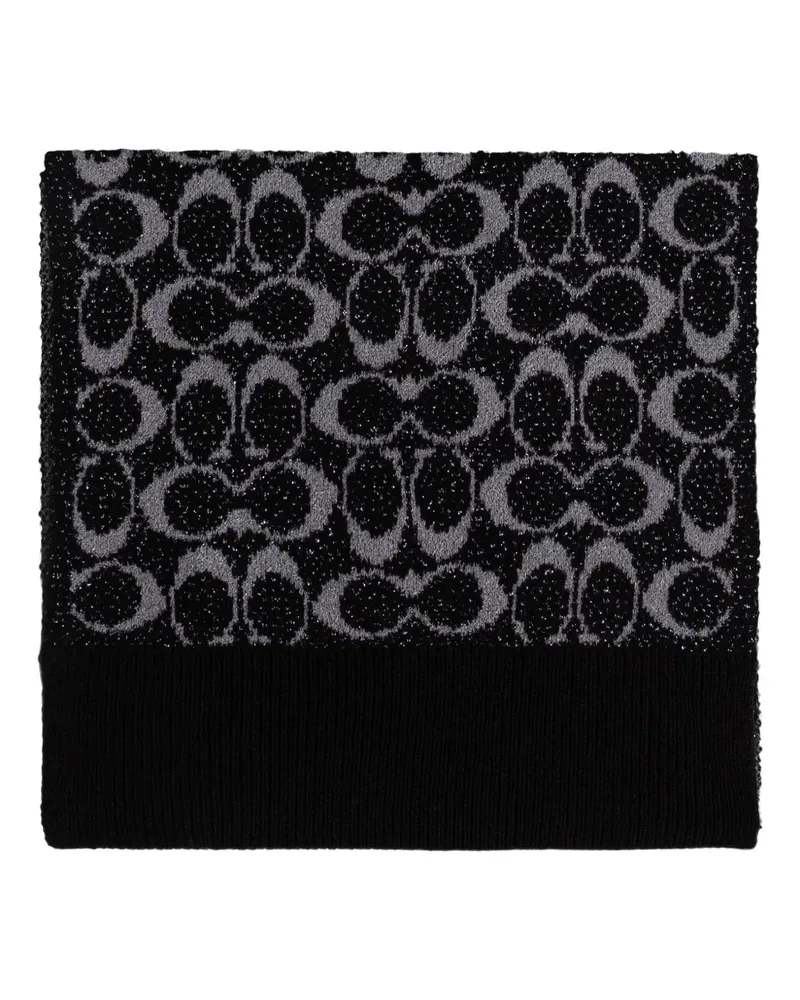 Coach logo-pattern scarf - Schwarz Schwarz