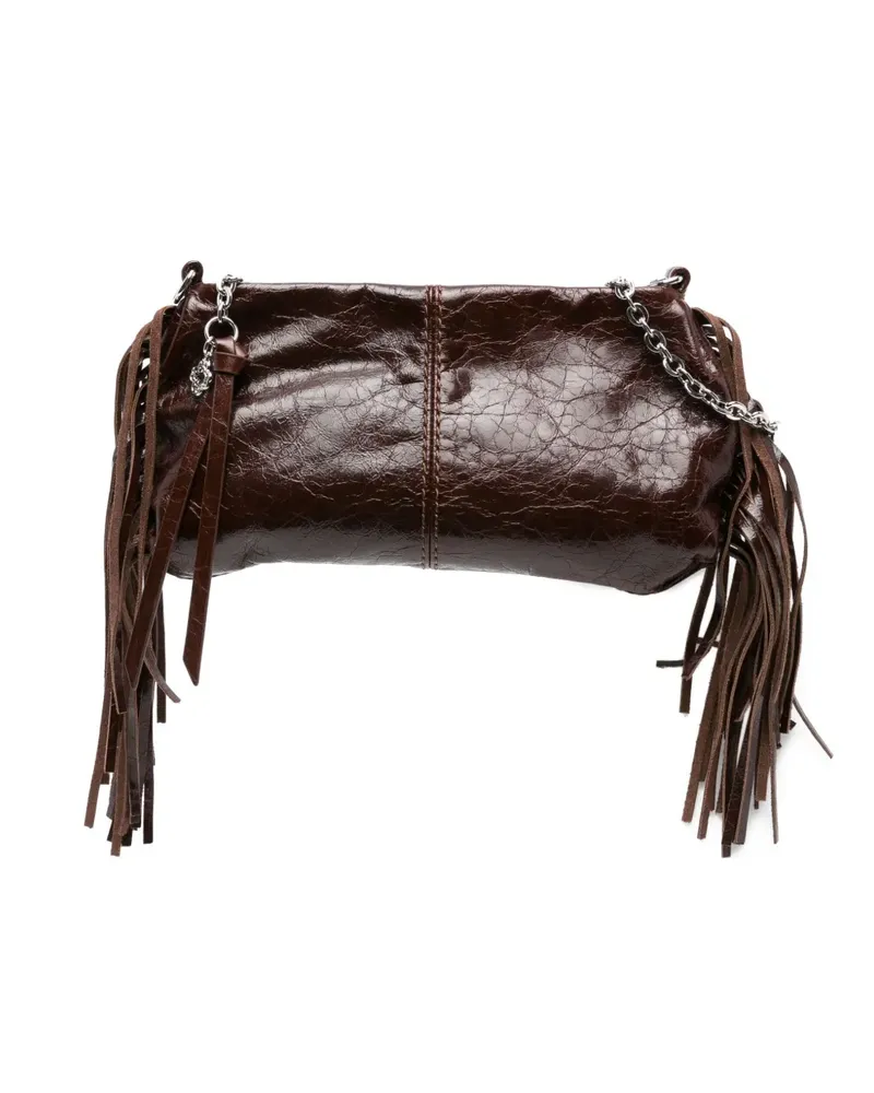 Maje Schultertasche mit Fransen - Braun Braun