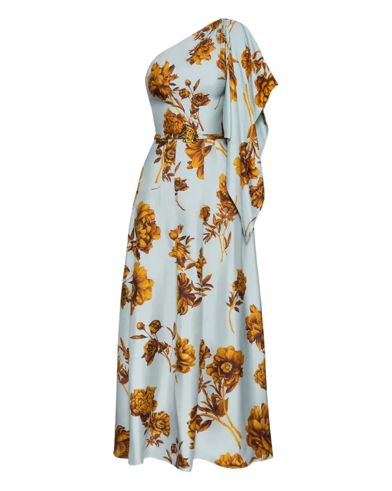 Oscar de la Renta One-Shoulder-Maxikleid mit Print - Blau Blau