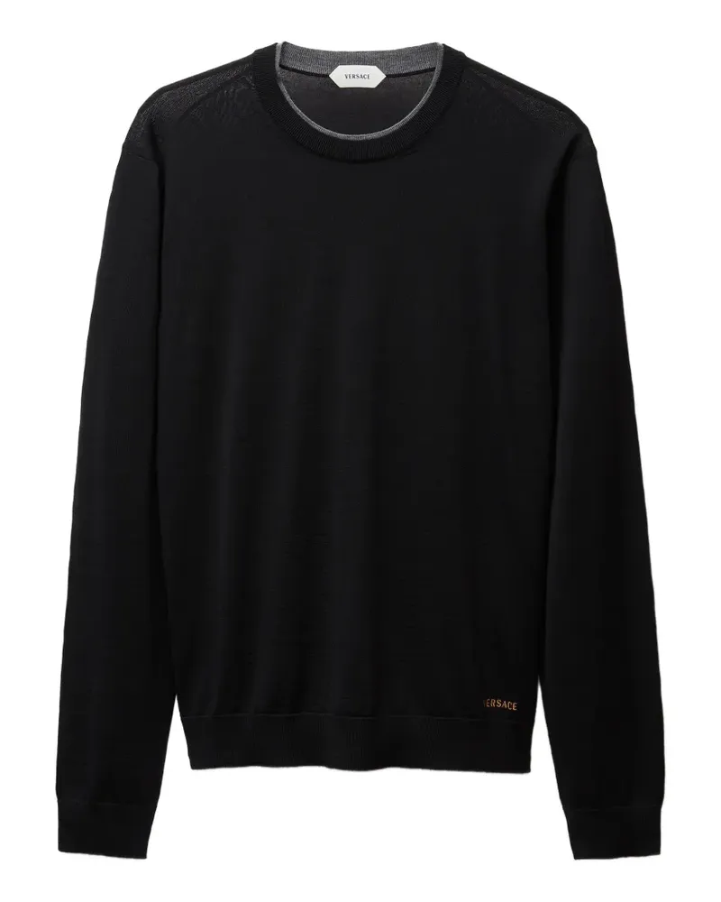 Versace embroidered wool knit crewneck sweater - Schwarz Schwarz