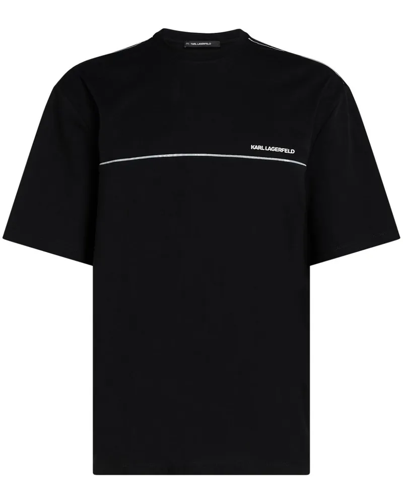 Karl Lagerfeld Reflektierendes T-Shirt mit Pipe-Futter - Schwarz Schwarz
