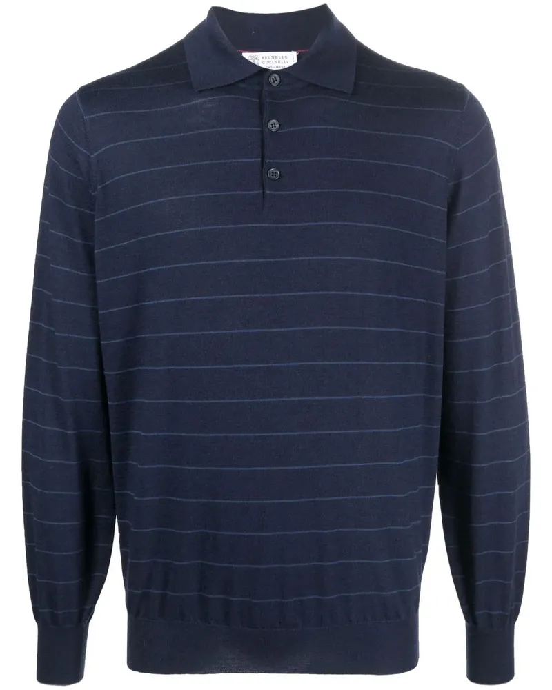 Brunello Cucinelli Pullover mit Poloshirtkragen - Blau Blau