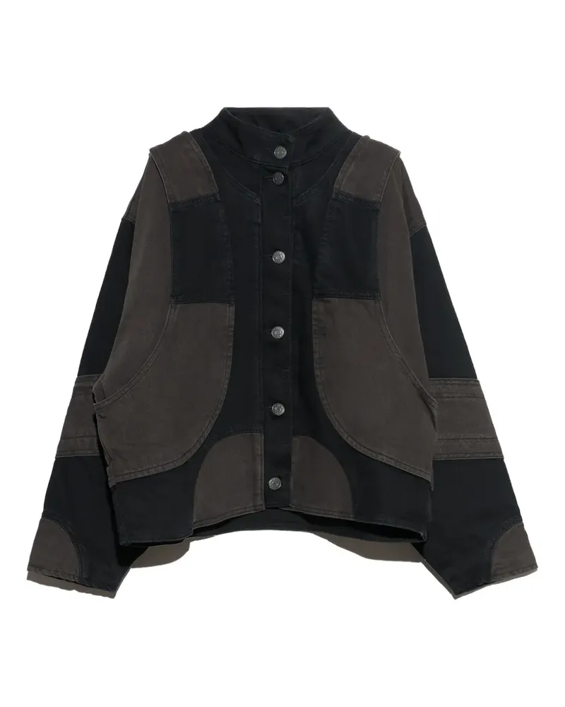 BIMBA Y LOLA Zweifarbige Oversized-Jeansjacke - Schwarz Schwarz