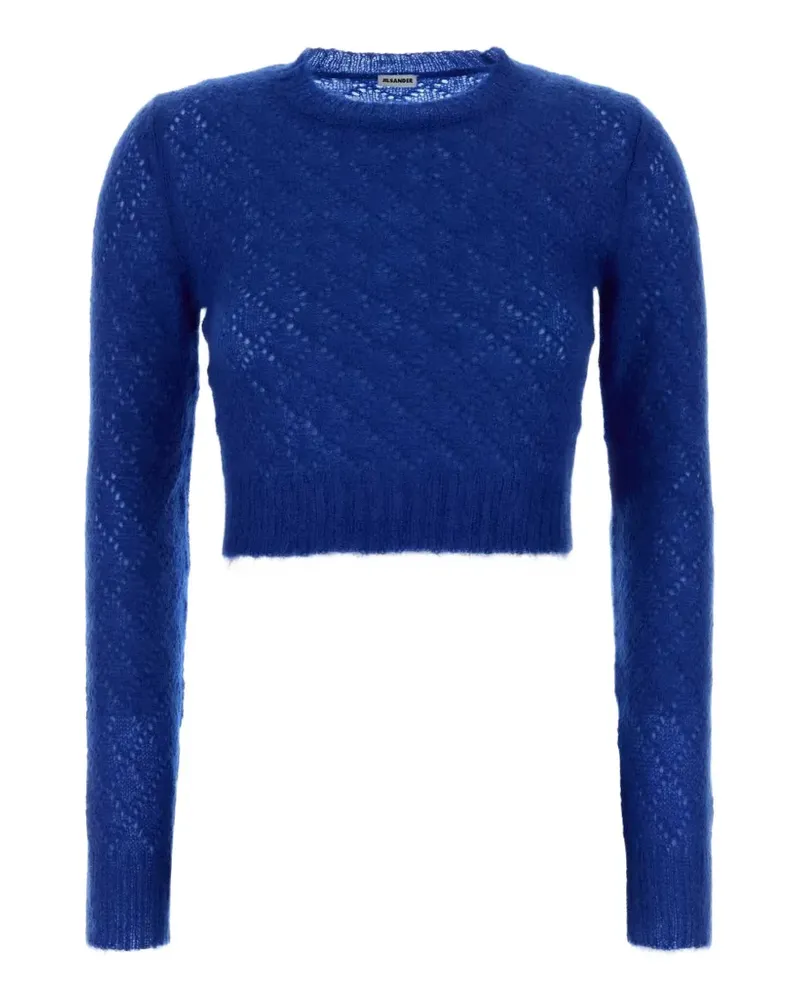 Jil Sander pointelle-knit cropped sweater - Blau Blau