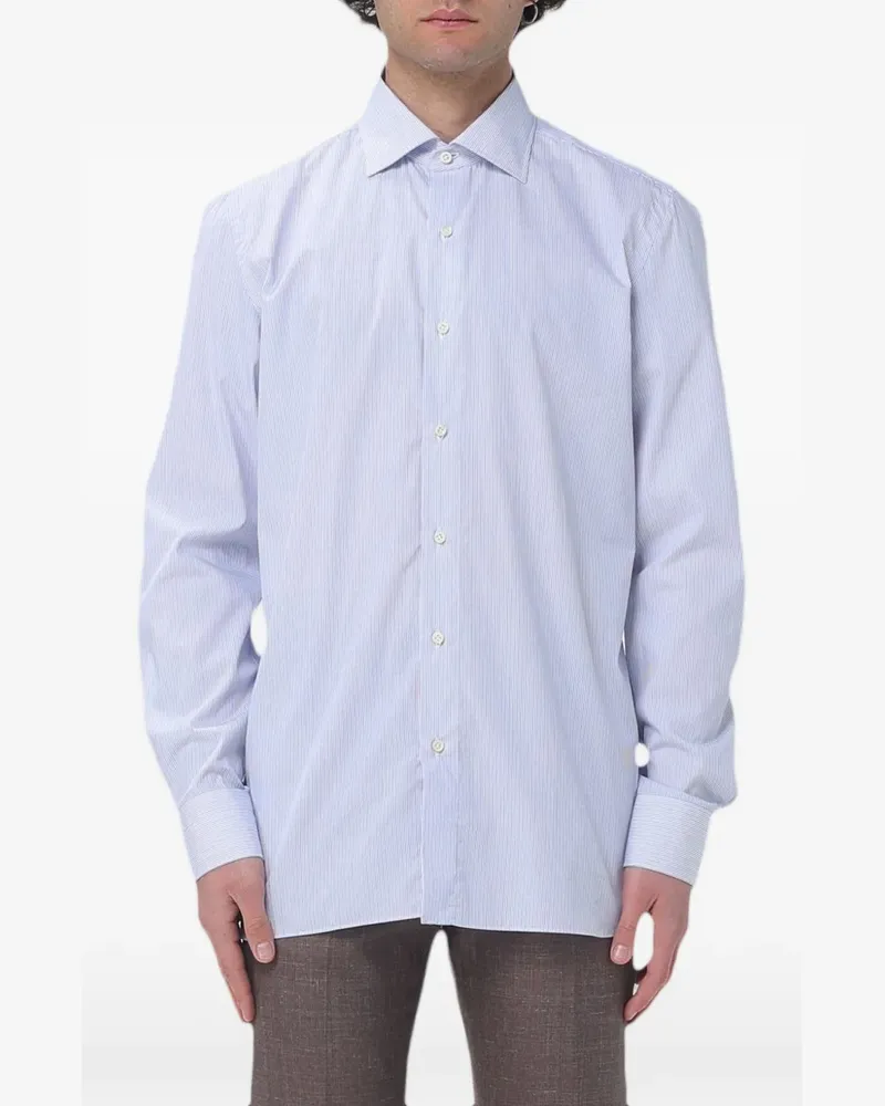 Luigi Borrelli vertical-stripe long-sleeve shirt - Blau Blau