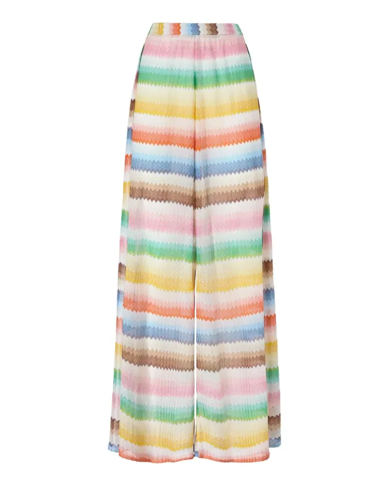 Missoni zigzag-pattern slit beach trousers - Weiß Weiß