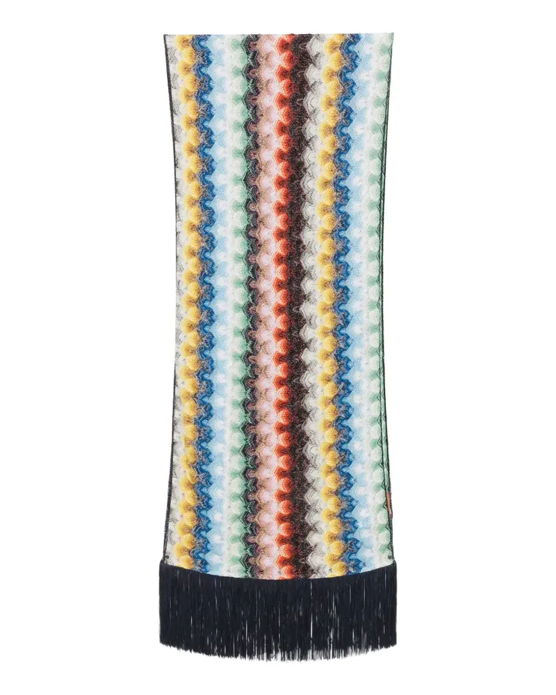 Missoni zigzag-knit fringed scarf - Weiß Weiß