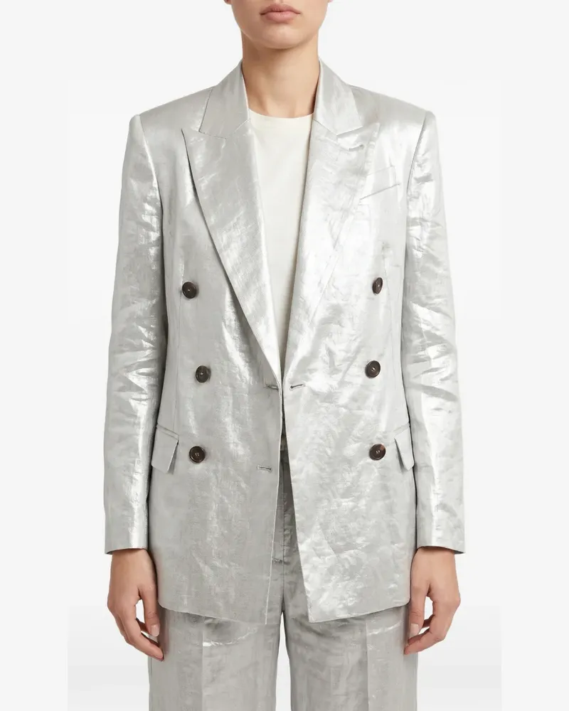 Brunello Cucinelli metallic-effect double-breasted suit - Silber Silber