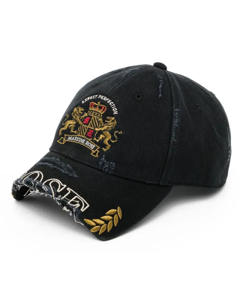 Martine Rose distressed crest-embroidered cap - Schwarz Schwarz