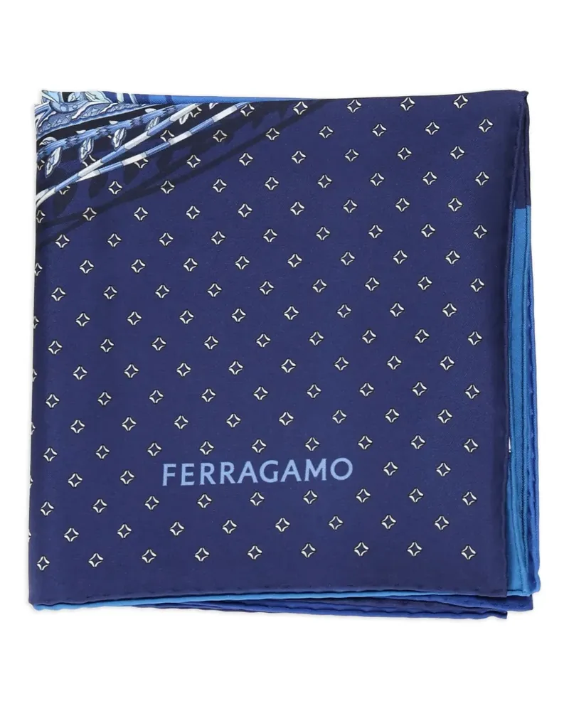 Ferragamo Seidenschal mit Logo-Print - Blau Blau