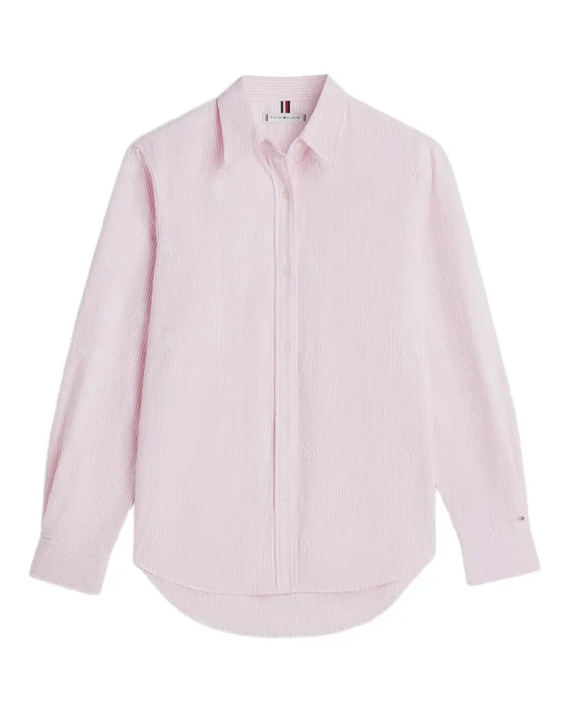 Tommy Hilfiger striped-pattern logo-embroidered shirt - Rosa Rosa