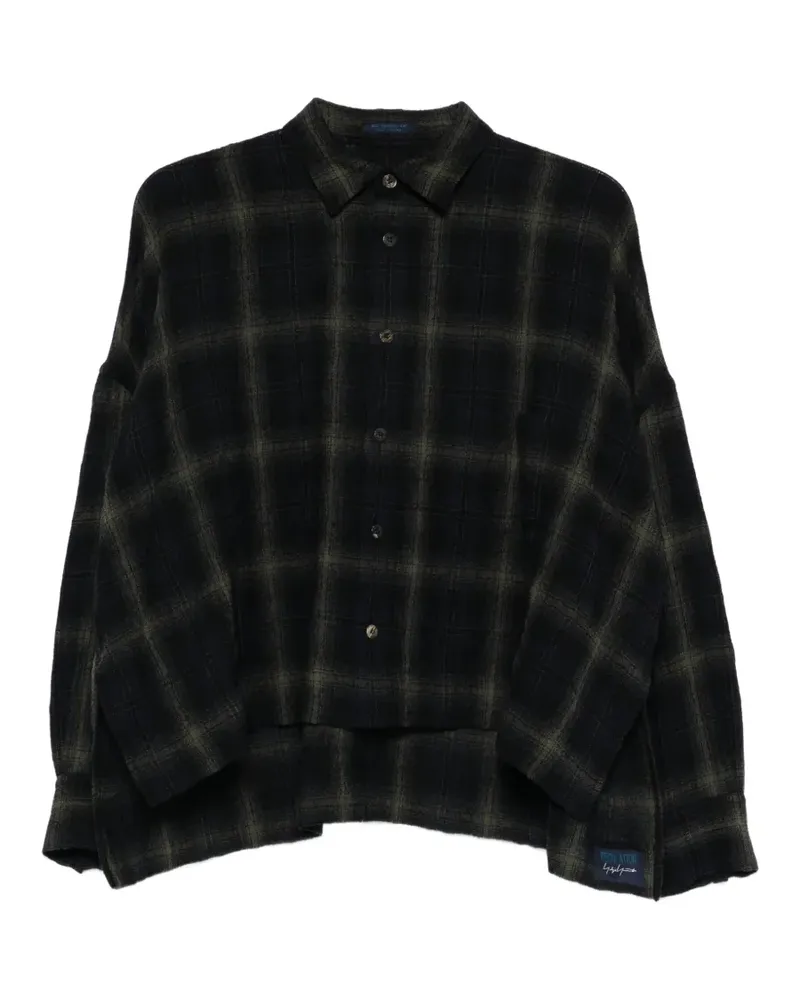 Yohji Yamamoto checked collared shirt - Blau Blau