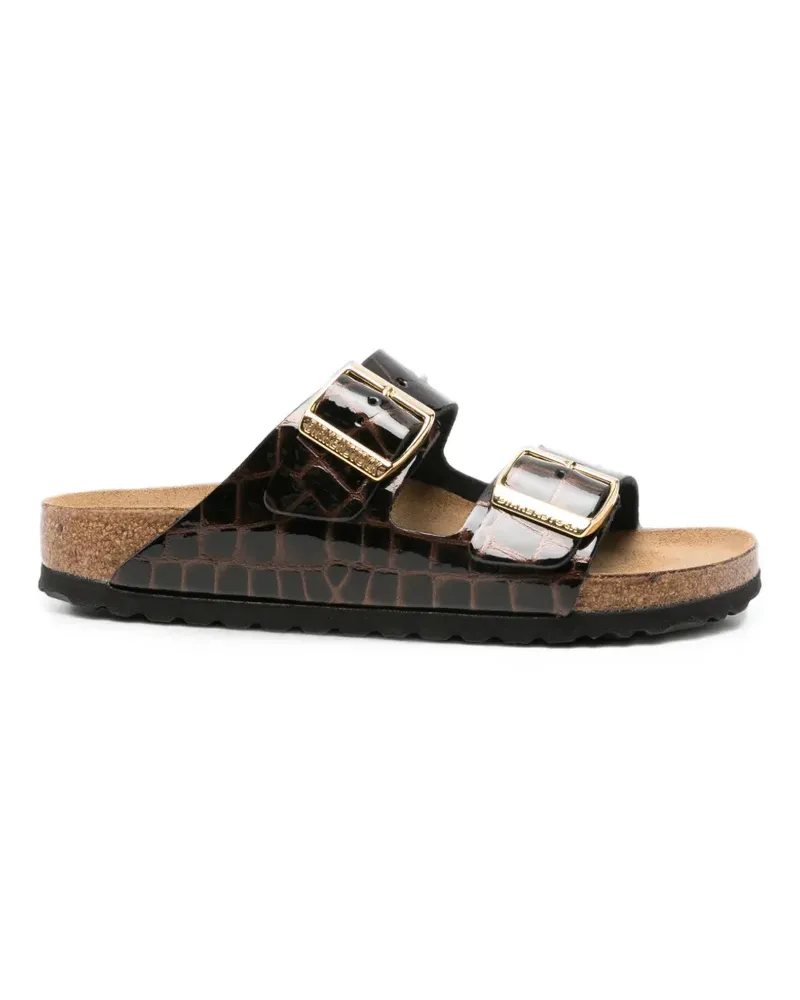 Birkenstock Arizona croc-effect buckle-fastening sandals - Braun Braun
