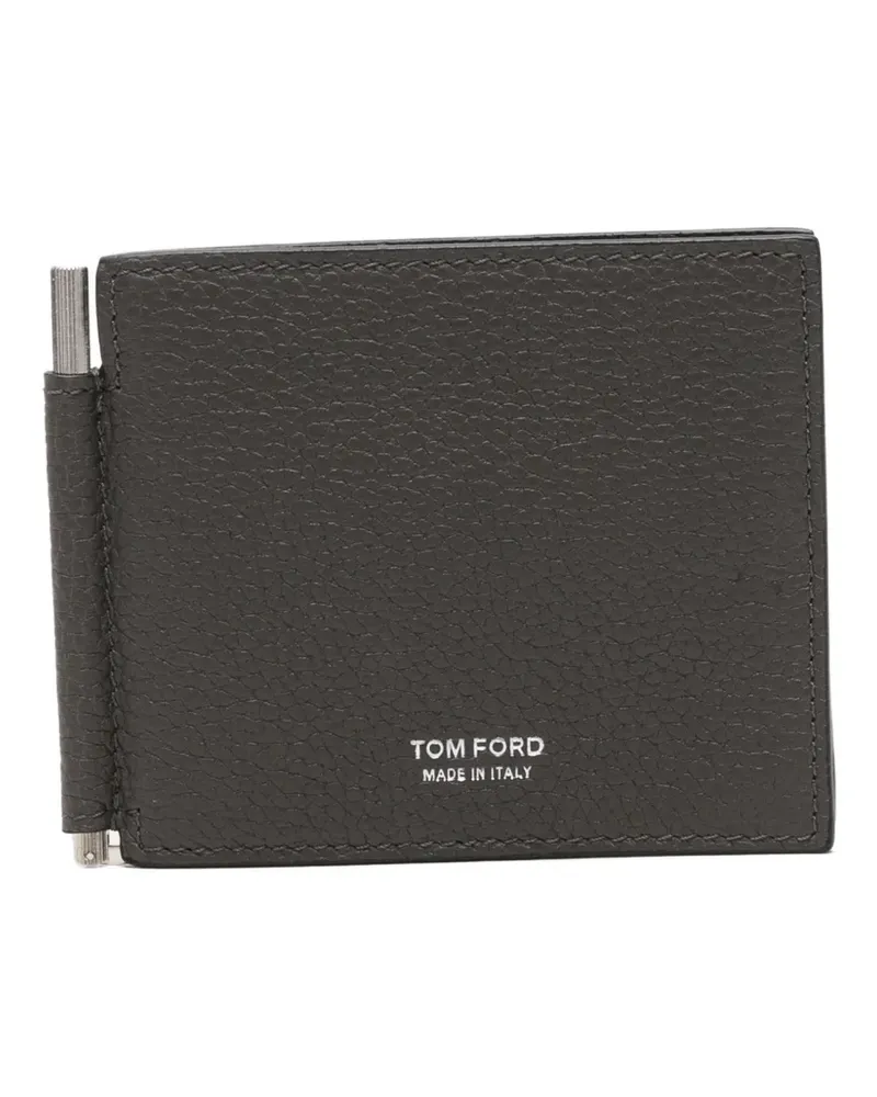 Tom Ford grainy leather money-clip wallet - Grau Grau