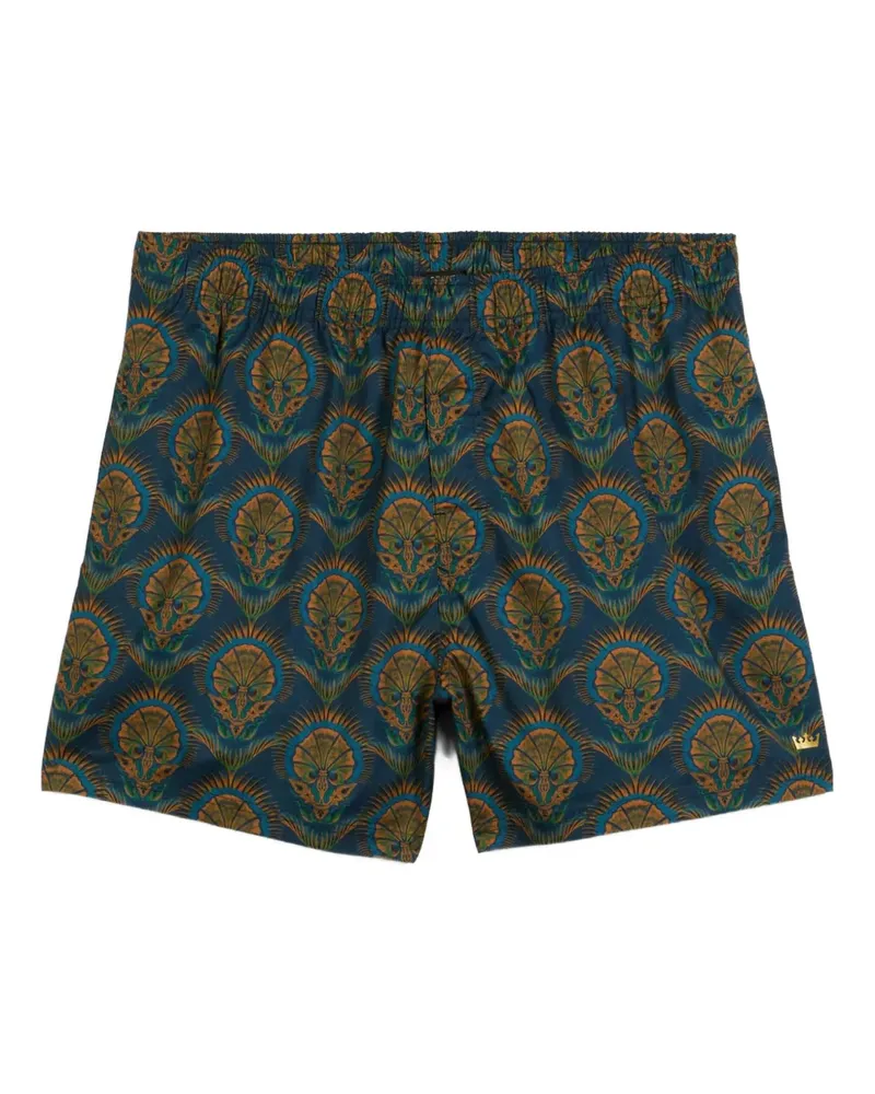 Osklen Aquaone Flex Badeshorts mit Pfauenmuster - Blau Blau