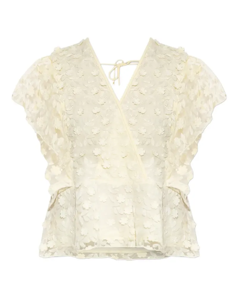 MUNTHE Blaine floral-embroidered top - Weiß Weiß