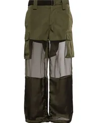 Sacai Cargohose mit transparenten Einsätzen Grün