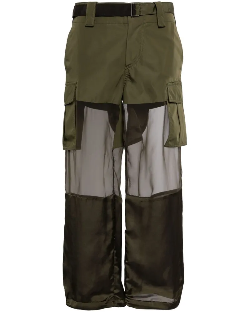 Sacai Cargohose mit transparenten Einsätzen - Grün Grün