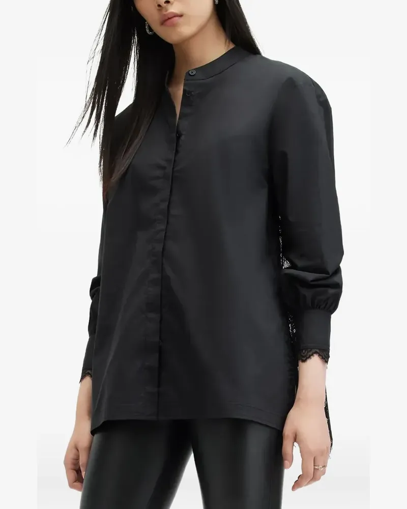AllSaints lace-insert poplin shirt - Schwarz Schwarz