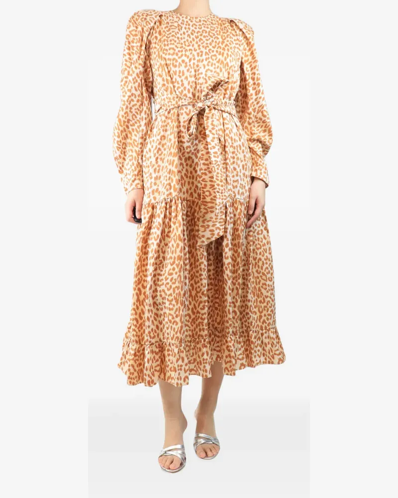 Ulla Johnson leopard-print tiered midi dress - Nude Nude