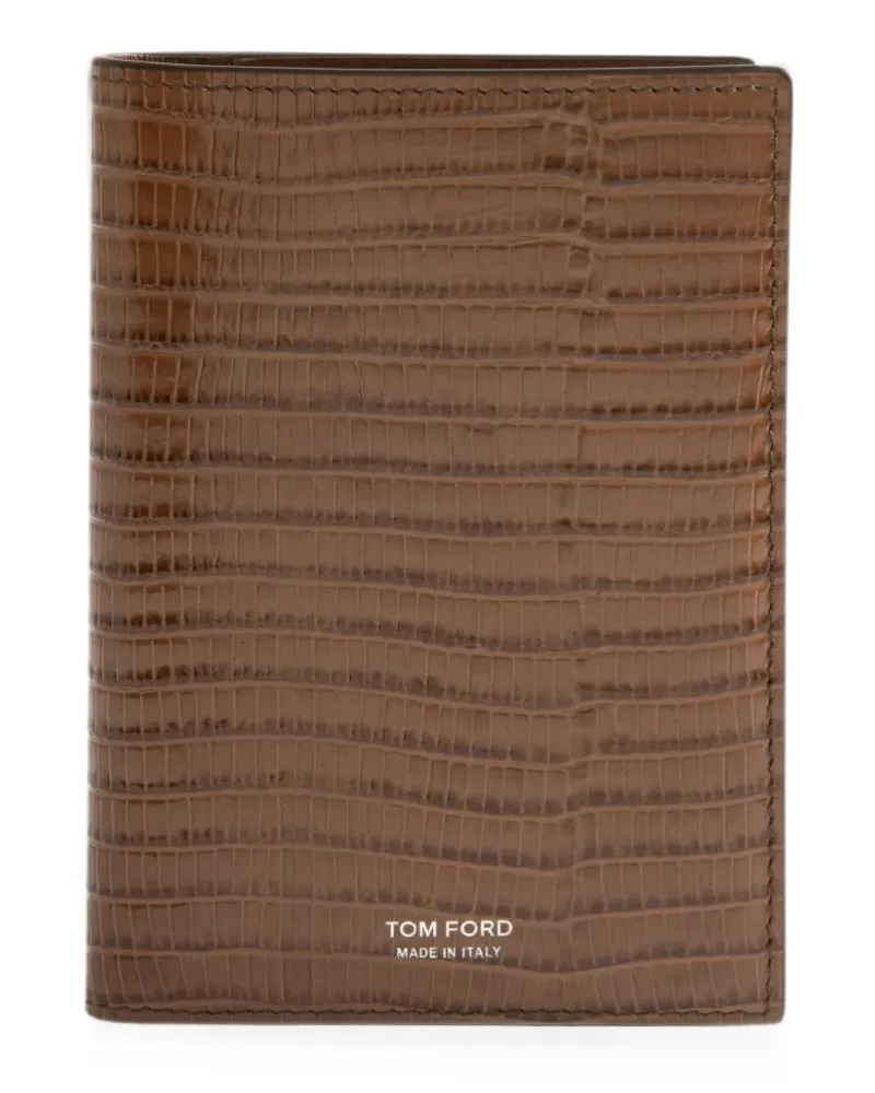 Tom Ford lizard-effect leather passport holder - Braun Braun