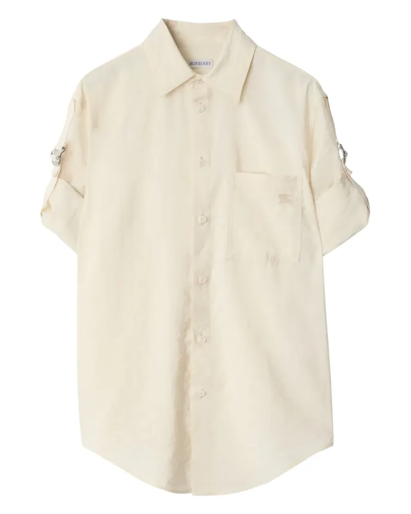 Burberry Seidenhemd mit Logo-Stickerei - Weiß Weiß