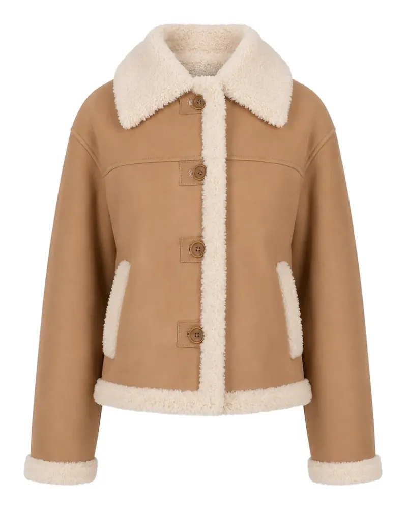 P.A.R.O.S.H. P.A.R.O H. Montana shearling-trim jacket - Nude Nude