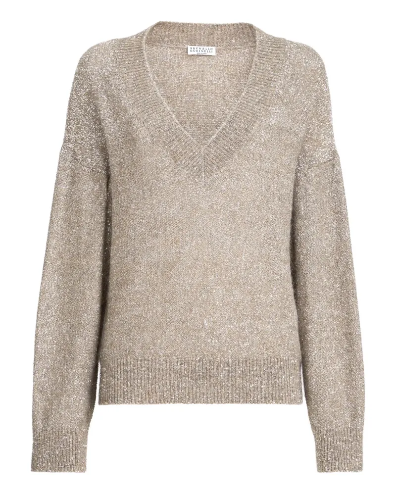 Brunello Cucinelli Pullover mit V-Ausschnitt - Nude Nude