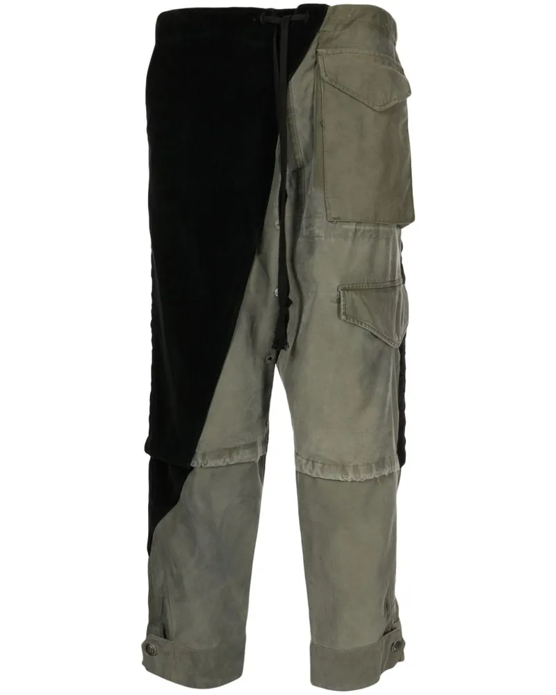 Greg Lauren Army Jacket Tux Hose aus Samt Schwarz