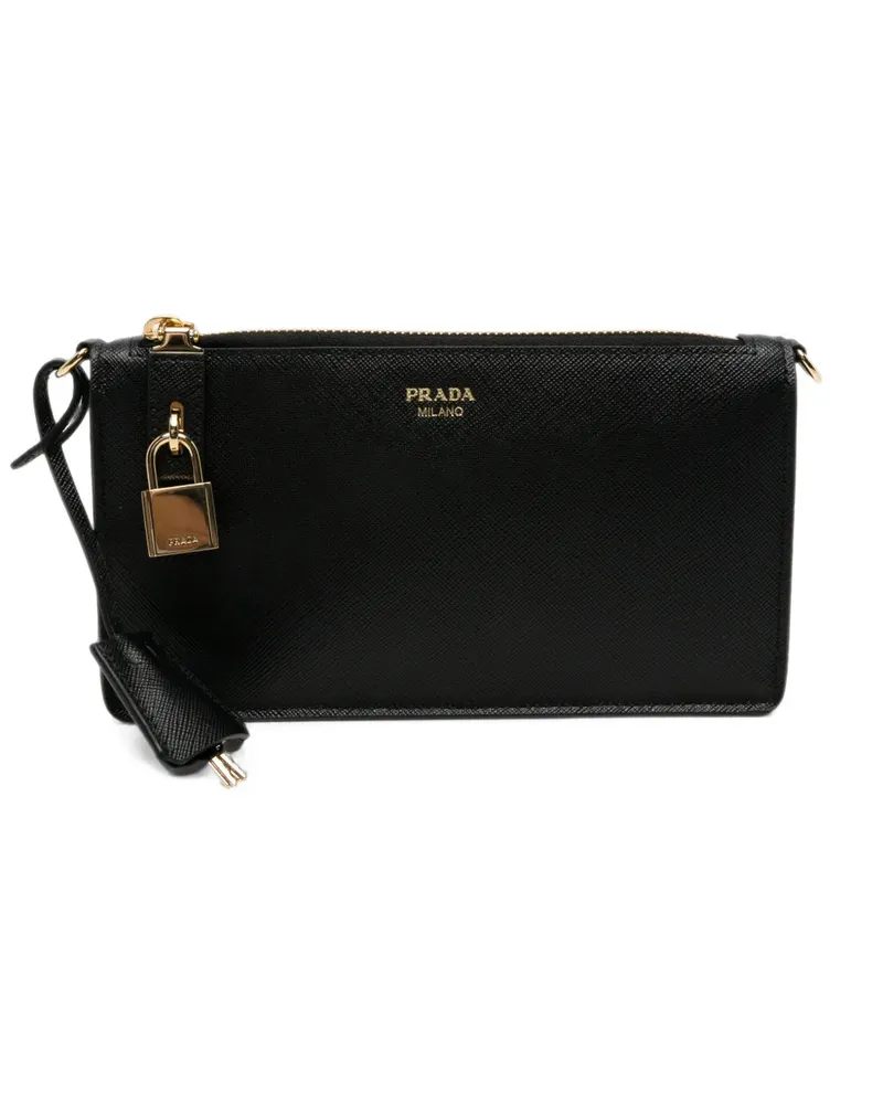 Prada Saffiano leather padlock crossbody bag - Schwarz Schwarz