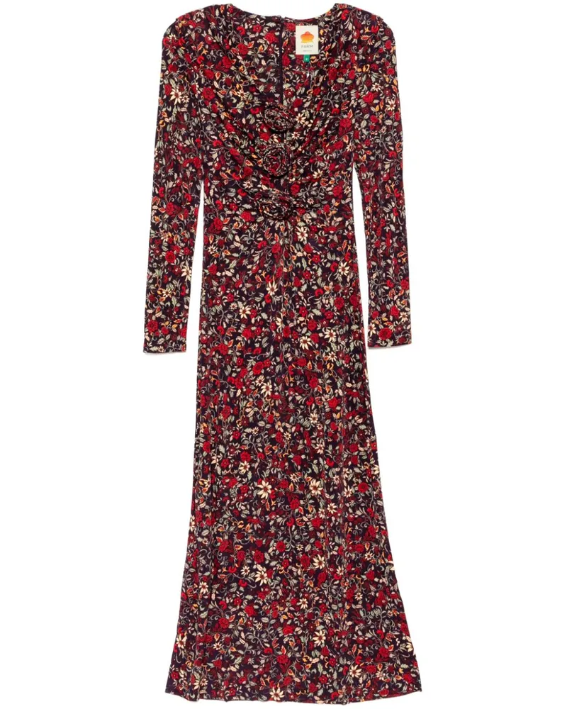 FARM Rio Langärmeliges Midikleid mit Knoten - Violett Violett