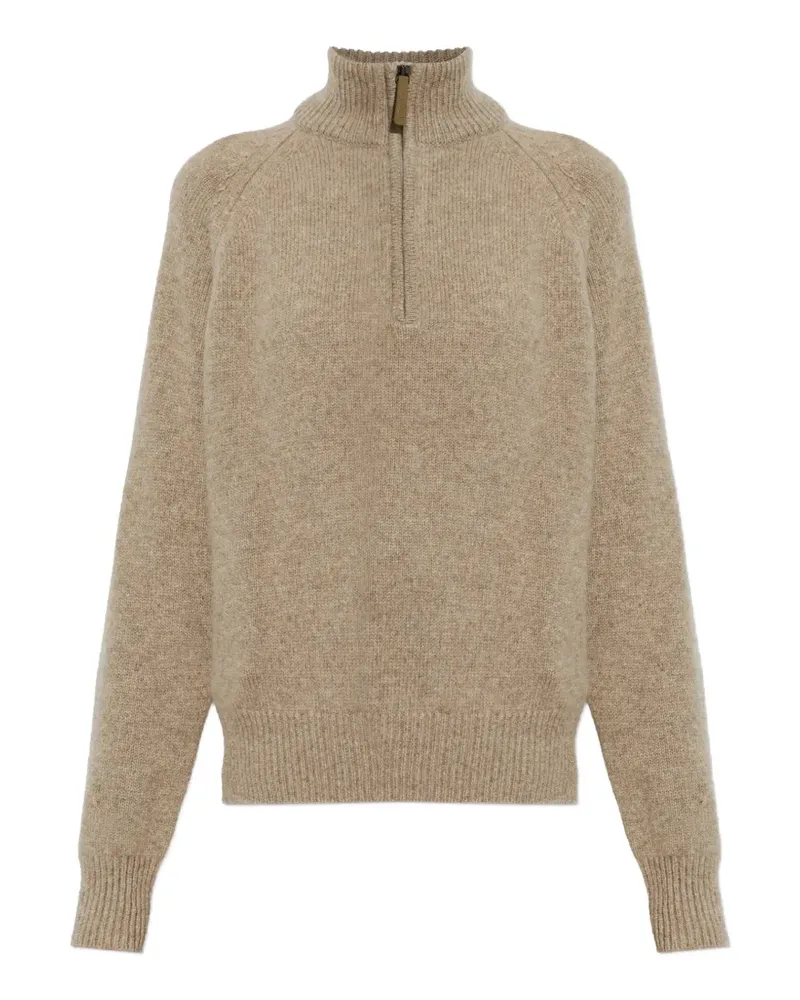 SEASE Kaschmirpullover mit kurzem Reißverschluss - Nude Nude