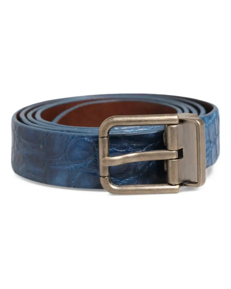 Dolce & Gabbana croc-effect leather belt - Blau Blau