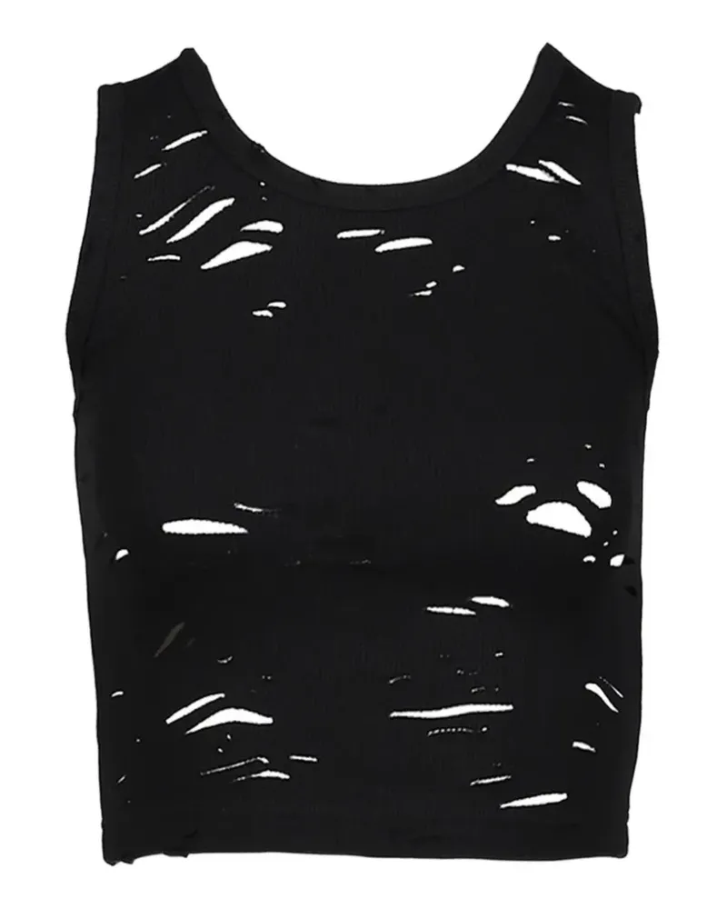 R13 distressed cropped tank top - Schwarz Schwarz