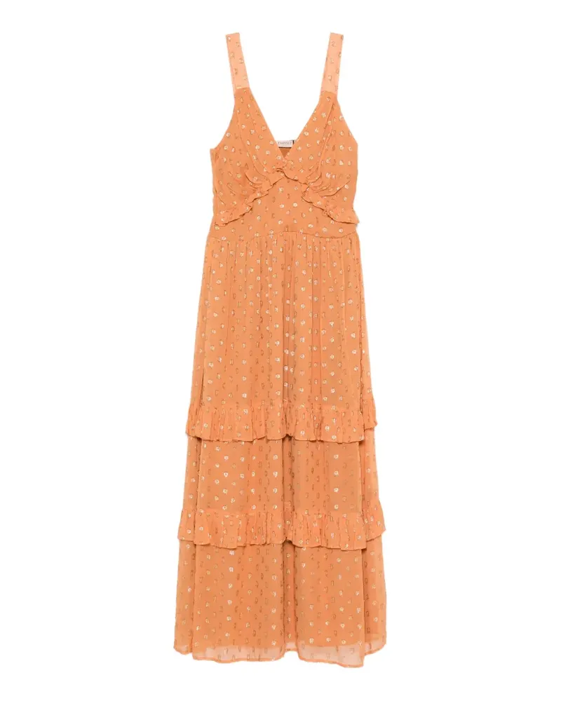 Twin-Set Maxikleid mit Rüschen - Orange Orange