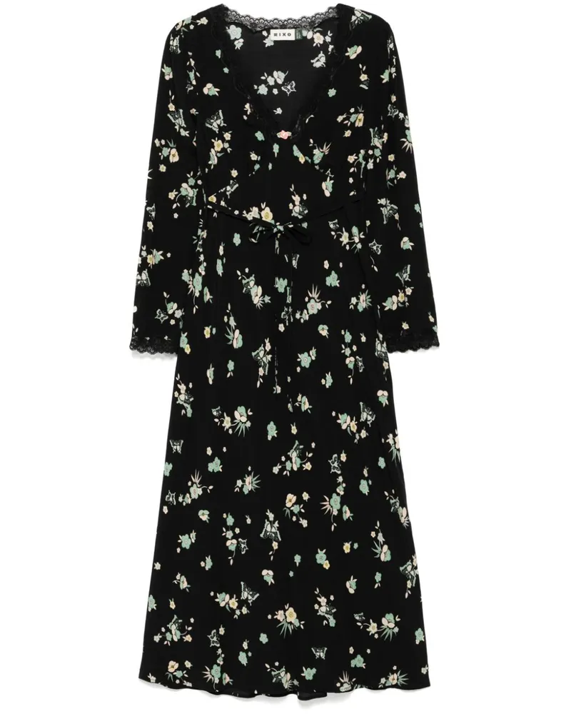 RIXO Clarice Midikleid - Schwarz Schwarz