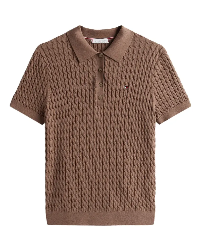 Tommy Hilfiger Poloshirt mit Zopfmuster - Braun Braun