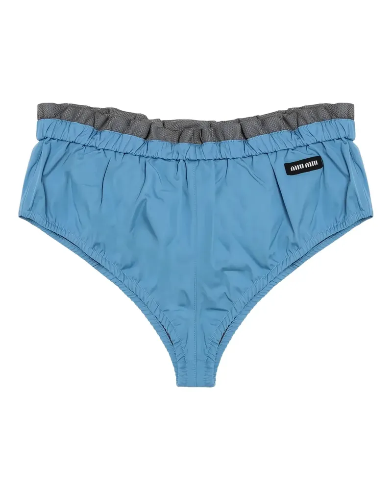 Miu Miu Jeans-Shorts mit Logo-Patch - Blau Blau