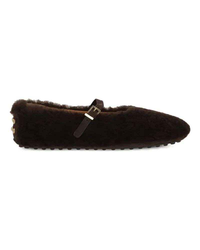 TOD'S Ballerinas mit Shearling-Besatz - Braun Braun