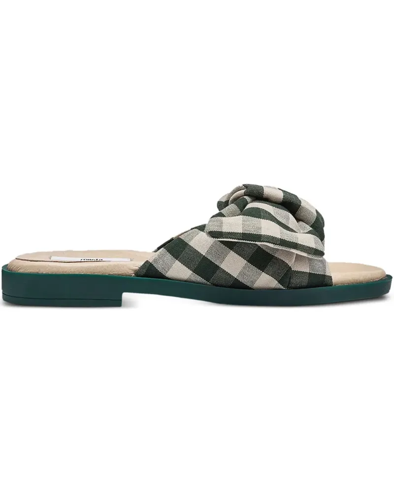 Miista Karierte Sandalen mit Schleife - Grün Grün