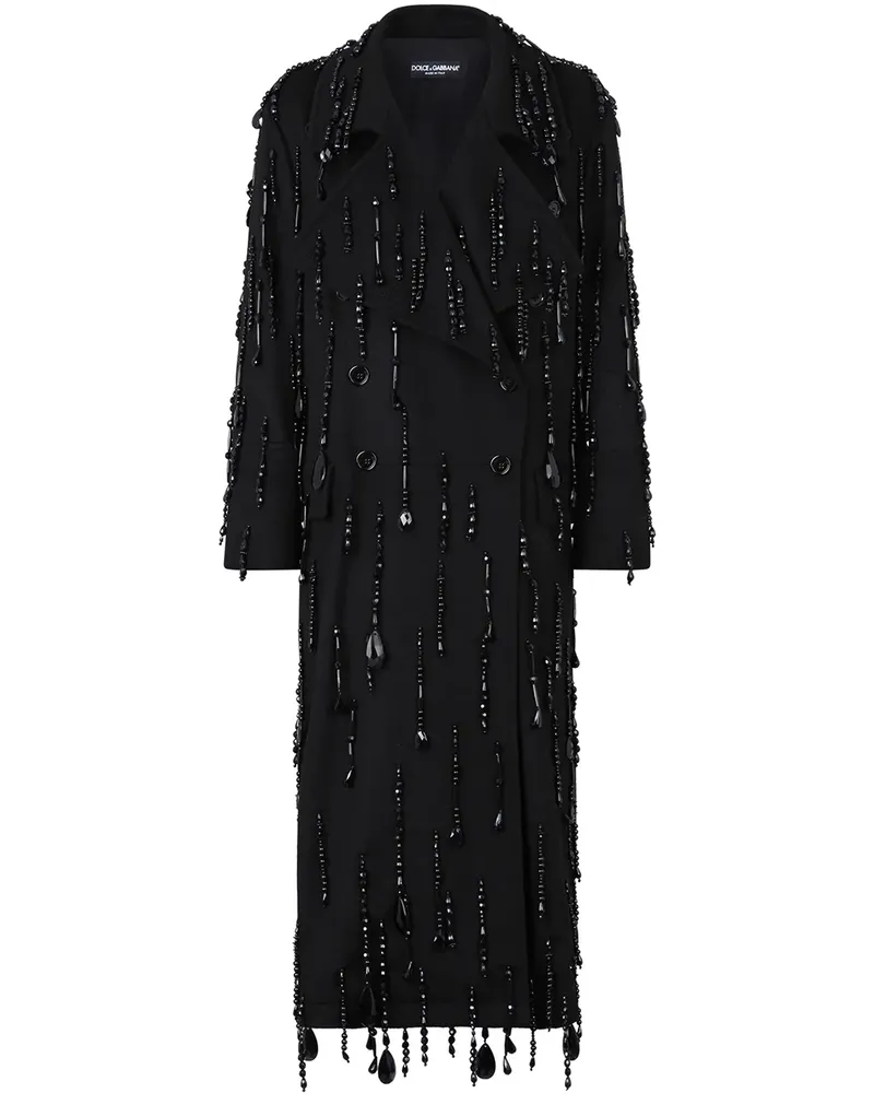 Dolce & Gabbana Doppelreihiger Mantel mit Perlen - Schwarz Schwarz